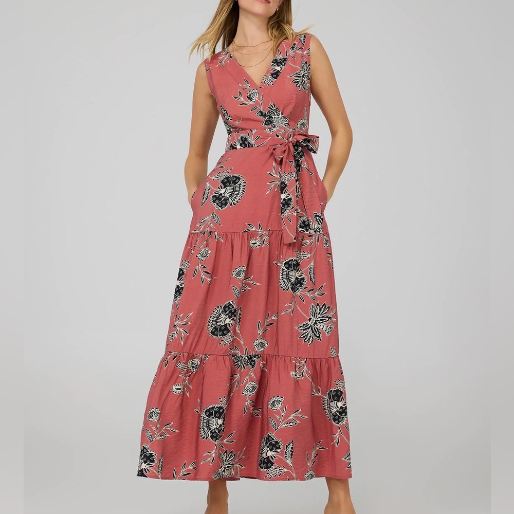 Pink Floral Maxi Dress w/ Pockets EUC
